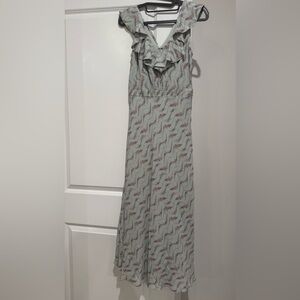 PAIGE Mint Green Maxi Dress with Floral Print